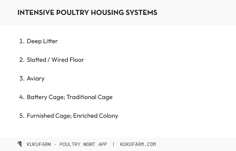 Intensive poultry systems