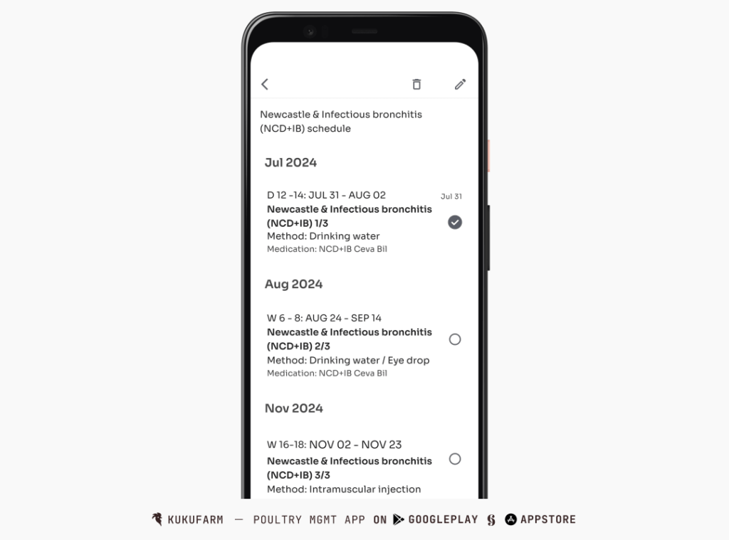 Poultry vaccination schedule management with Kukufarm